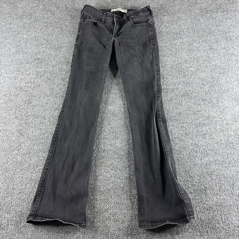 Hollister Boot Jeans Womens 2R Black Low-Rise Slim Stretch Denim Bootcut 26x31